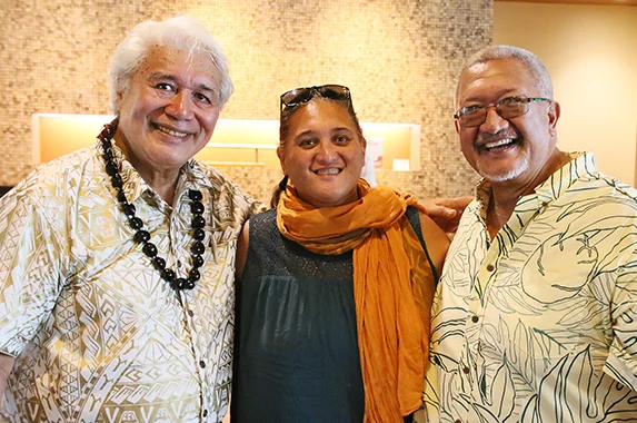 Papalii Dr. Tusi Avegalio, Pomai Bertelmann and Chadd Paishon at breadfruit conference in Lāʻie