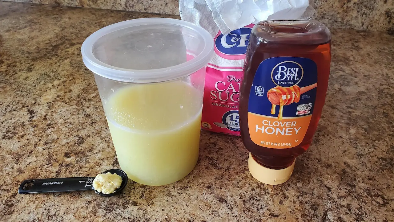 The four ingredients for Fresh Ginger Limeade.