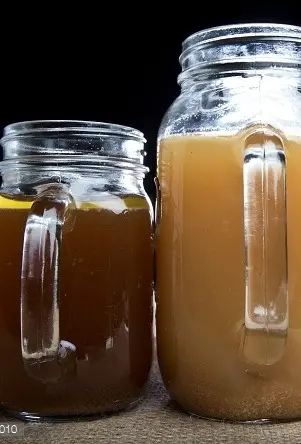 Jars of chicken and beef broth.
