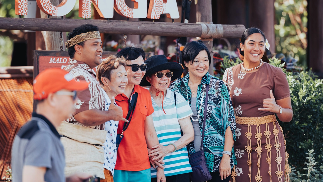 Guests taking a picture with the performers.