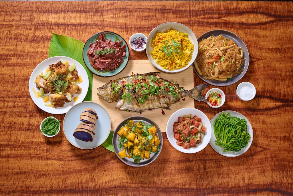 Food presented at the Aliʻi Lūʻau.