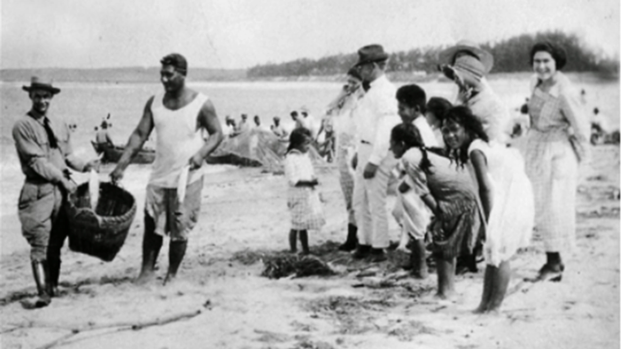 The Hukilau, a long-standing tradition in Lāʻie, became a means for fundraising for a new chapel. Photo courtesy of BYUH Archives.