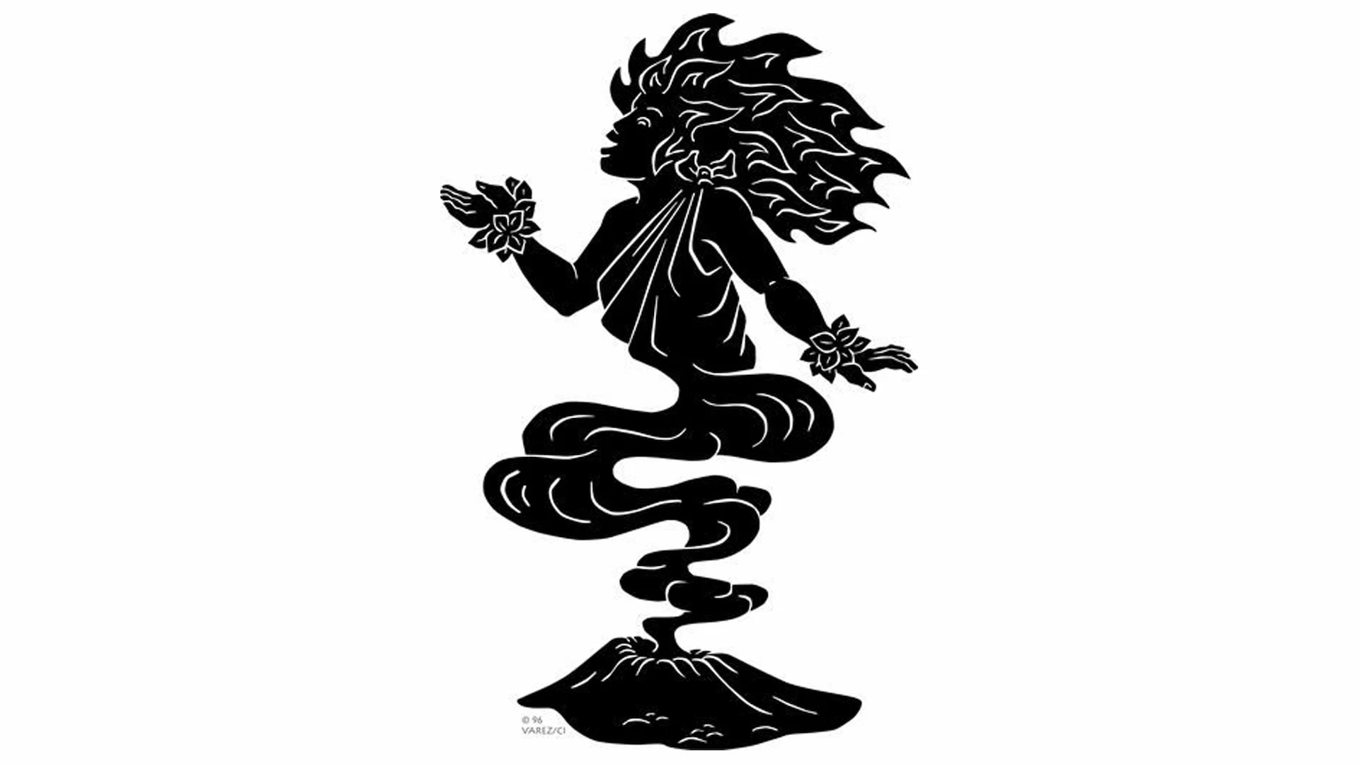 Artist&rsquo;s rendition of Pele, Hawaiian volcano goddess.