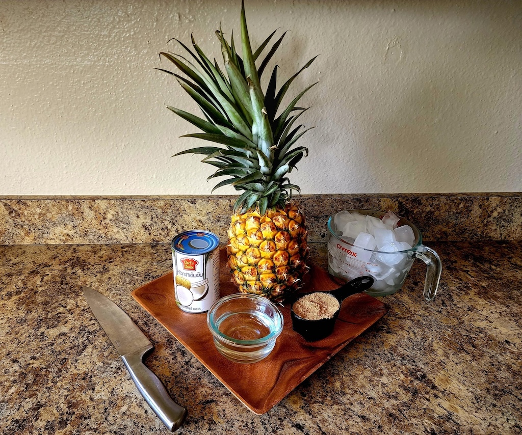 Traditional Samoan vaifala requires 4 basic ingredients: pineapple, coconut cream, sugar and water, plus ice to keep it cold.